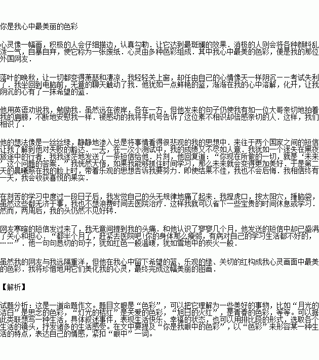 我心中的美丽的颜色作文600字