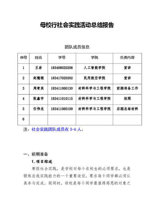 大学生社会实践报告格式模板