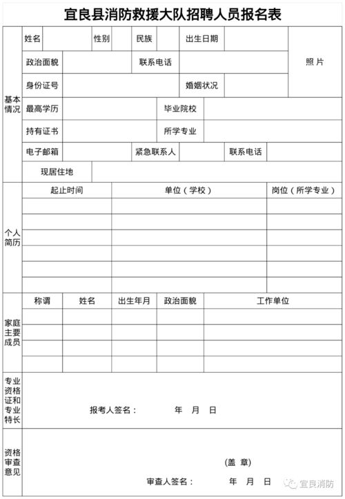 大队委申请表个人简历