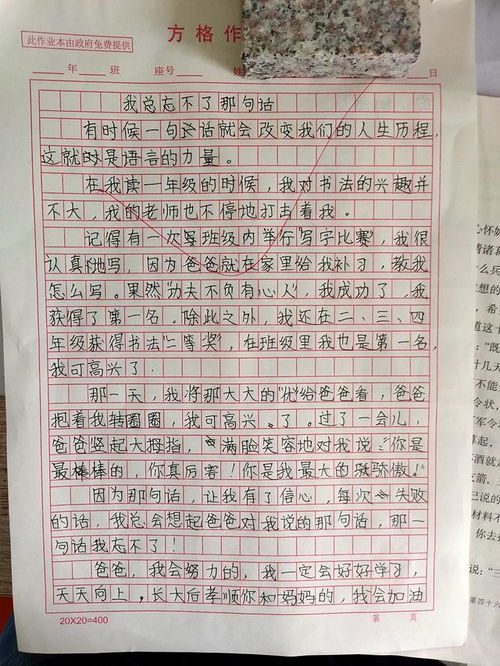 四年级作文我忘不了他400字