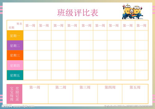 班级小组评比细则表格