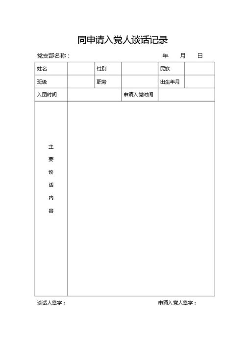 2022入党申请人谈话记录