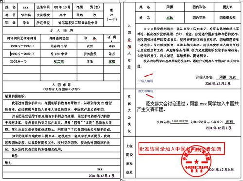 入团志愿书遗失证明电子版