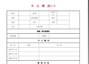 简单的简历表格个人简历