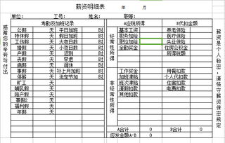 员工工资明细表格模板